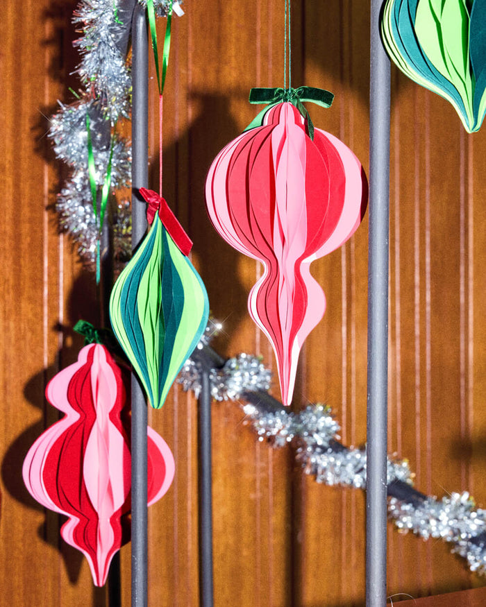 Holiday Ornament Set - 4 accordion paper ornaments