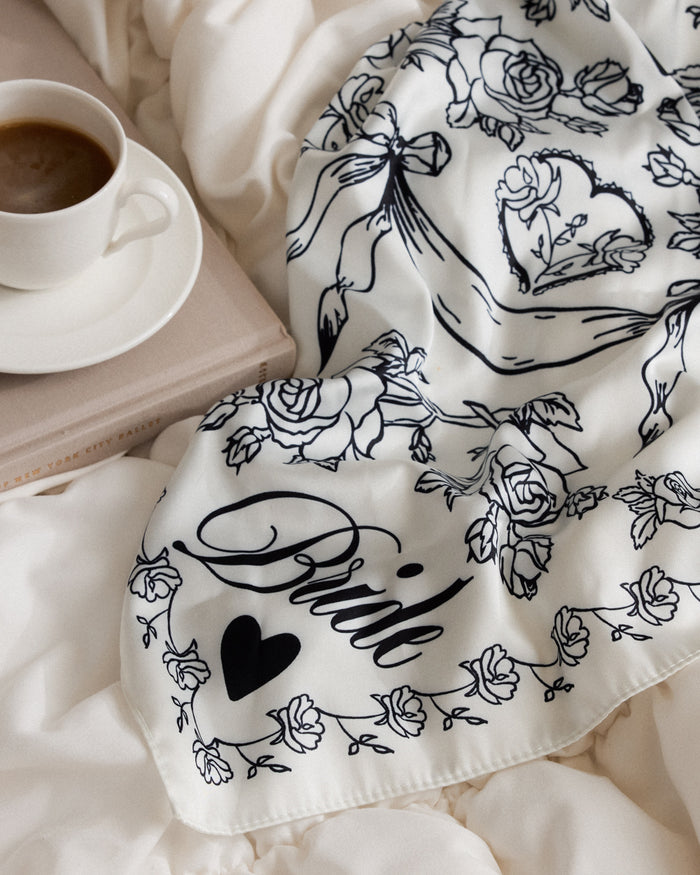 Classic Bride Headscarf - white silk bride head scarf