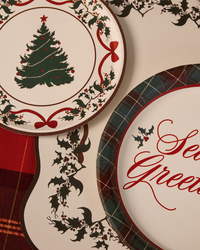 Seasons Greetings Plates - holiday plate set