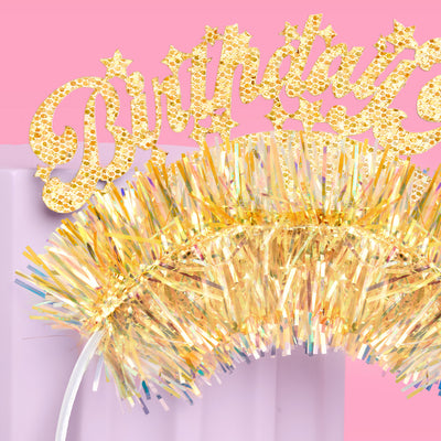 Golden Girl Bday Headband - fringe headband