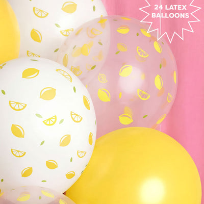 Lemon Printed Balloons - 24 latex balloons