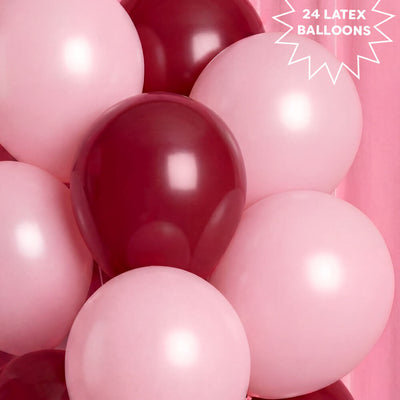 Burgundy + Pink Balloon Pack - 24 latex balloons