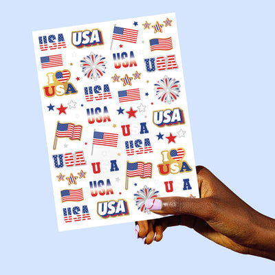 Stars & Stripes Tats - 70 foil temporary tattoos