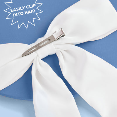Something Blue Bow - white satin embroidered bow