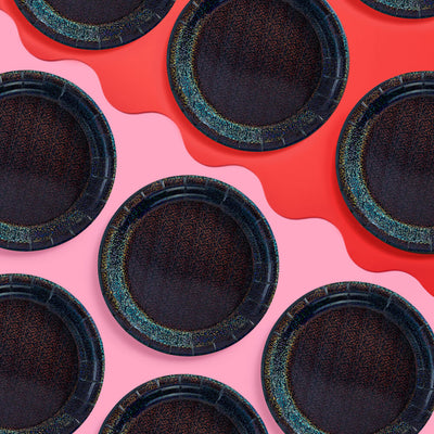 Black Shimmer Plates - 25 paper plates