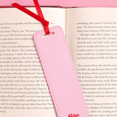 Hot Girls Read Bookmark - pink faux leather bookmark