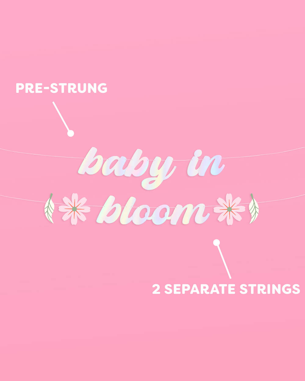Baby in Bloom Banner - iridescent foil banner