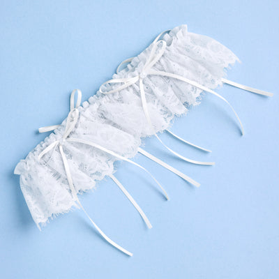 Classic Bride Garter - cream garter w. bows + pearls