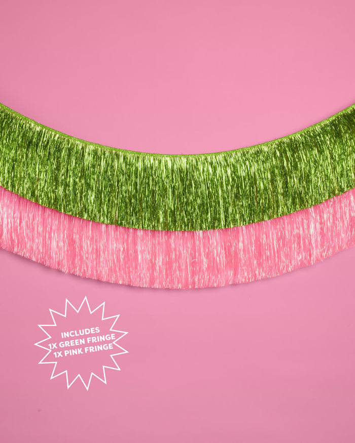 Emerald City Pack - pink + green fringe banners