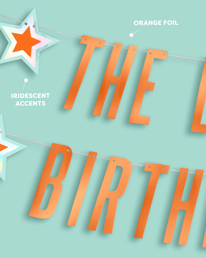 Life Of A Bday Girl Banner - orange foil banner