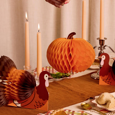Turkey + Pumpkin Accordions - fall decor set