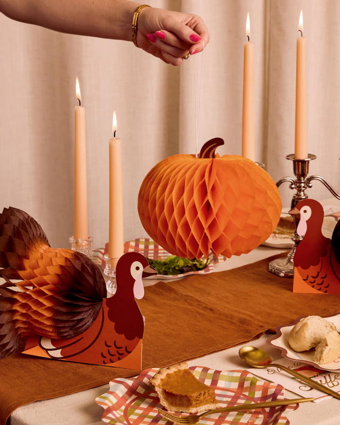 Turkey + Pumpkin Accordions - fall decor set