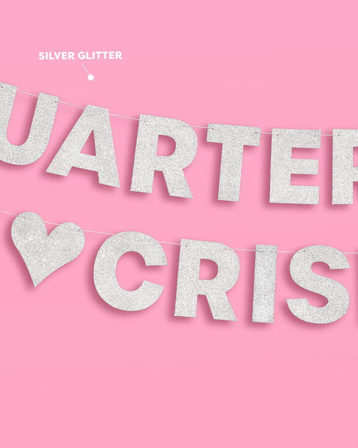Crisis Averted Banner - silver glitter banner