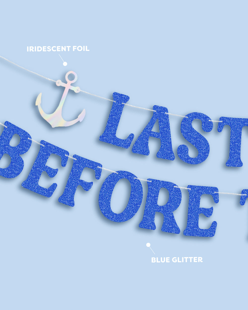 Last Sail Before the Veil Banner - blue glitter + iridescent banner