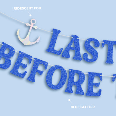 Last Sail Before the Veil Banner - blue glitter + iridescent banner