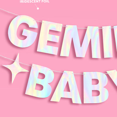 Gemini Baby Banner - iridescent foil banner