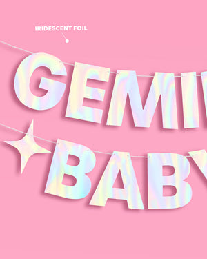 Gemini Baby Banner - iridescent foil banner