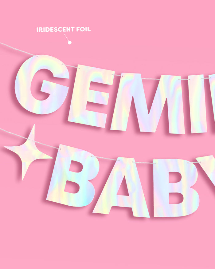 Gemini Baby Banner - iridescent foil banner