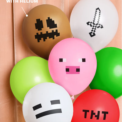 Pixel Mining Game Balloon Pack - 25 latex balloons