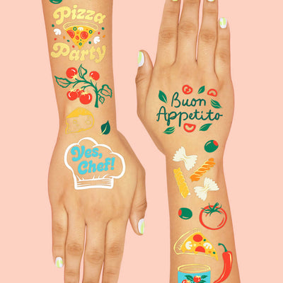 Pizza Party Tats - 72 temporary tattoos