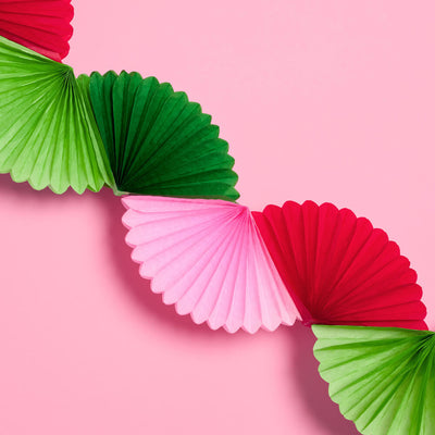 Pink Christmas Garland - festive paper fan banner