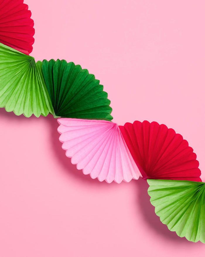 Pink Christmas Garland - festive paper fan banner