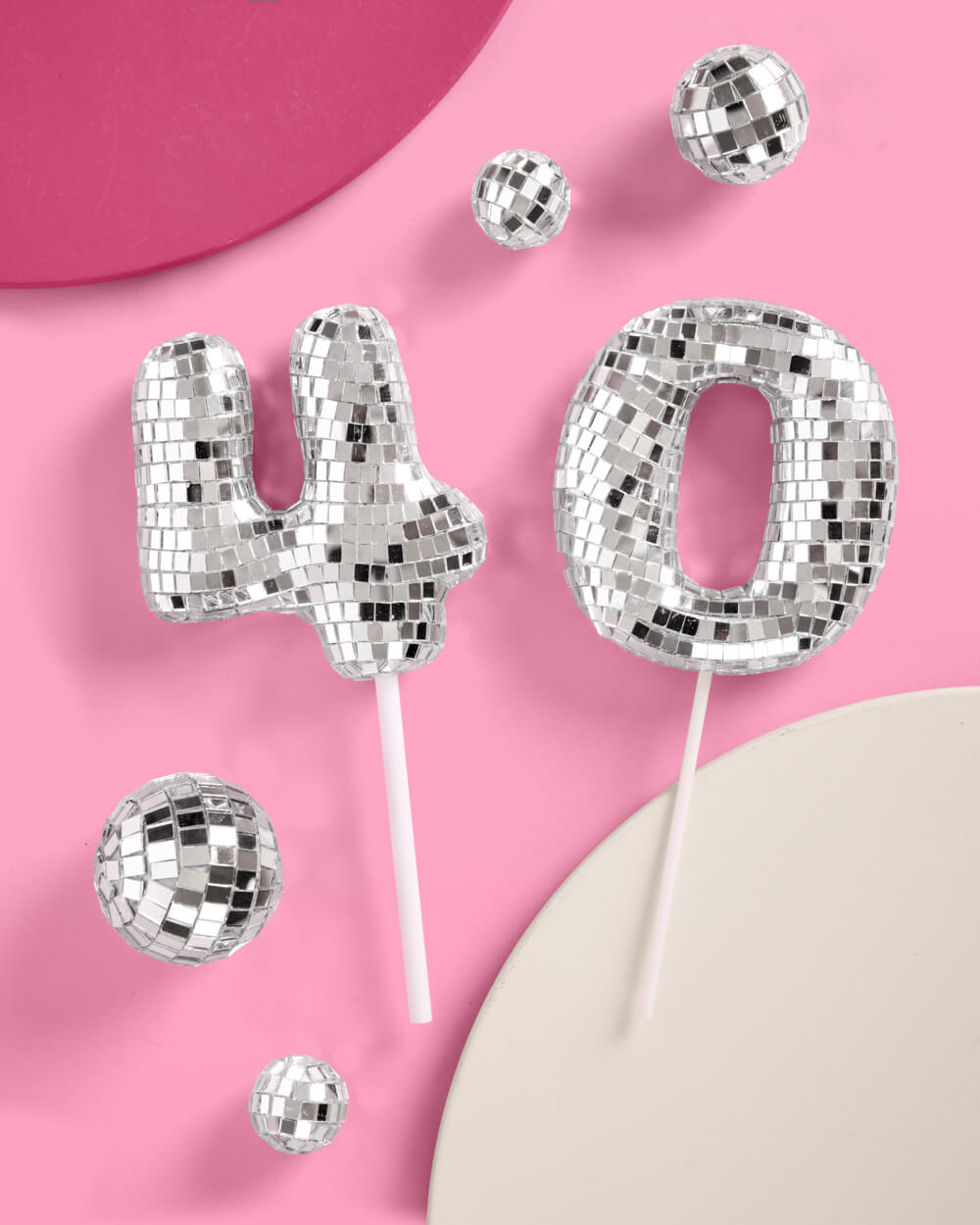 40 Disco Topper - 6 pc mirrored cake toppers