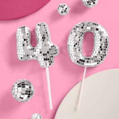 40 Disco Topper - 6 pc mirrored cake toppers