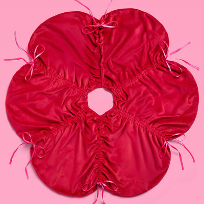 Red Velvet Tree Skirt - ruched tree skirt
