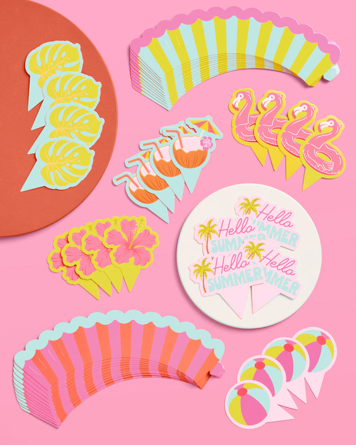 Pool Party Cupcake Toppers - 24 pc set