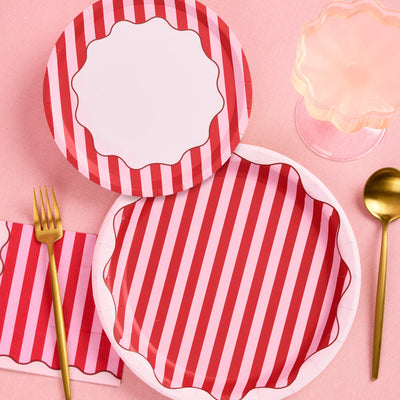 Candy Stripe Plates Set - 32 Plates