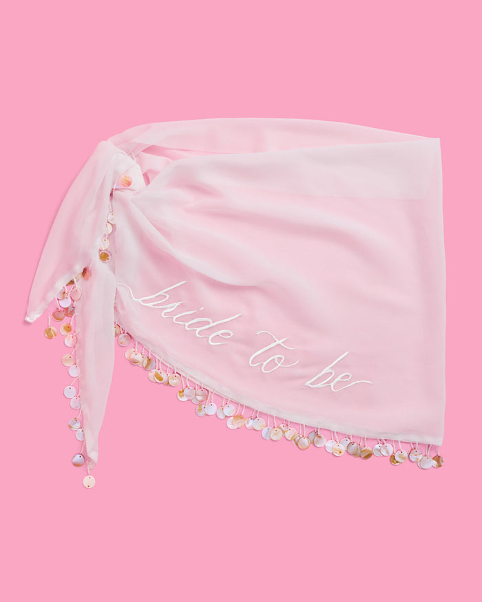 Beach Bride Sarong - white pearl embellished coverup