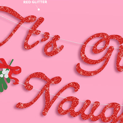 It's Giving Naughty Banner - red glitter banner
