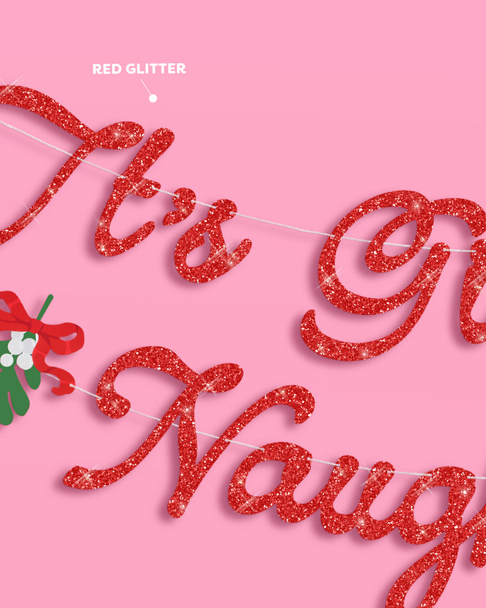It's Giving Naughty Banner - red glitter banner