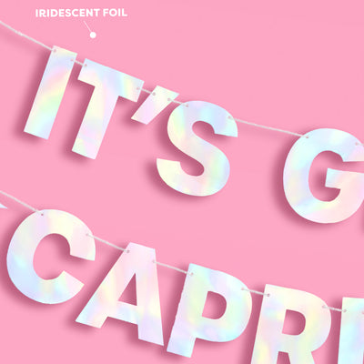 It's Giving Capricorn Banner - iridescent foil banner