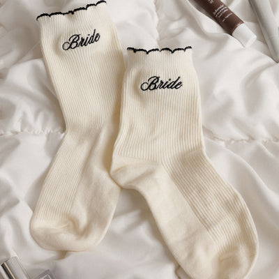 Classic Bride Socks - cream embroidered socks