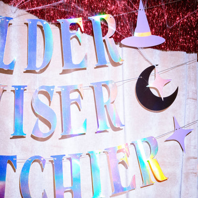 Older Wiser Witchier Banner - iridescent foil banner