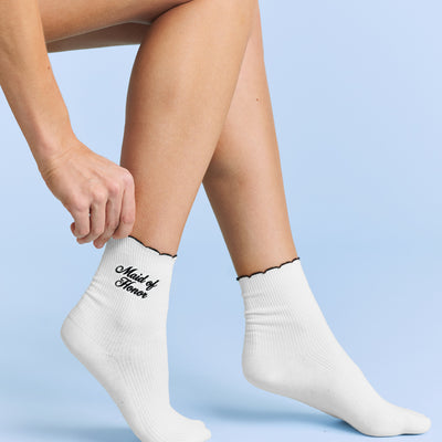 Maid of Honor Sock - white ribbed cotton sock