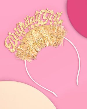 Golden Girl Bday Headband - fringe headband