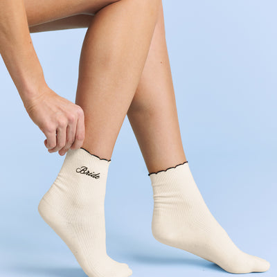 Classic Bride Socks - cream embroidered socks