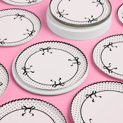 Little Black Bow Plates - 25 paper plates