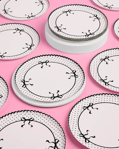 Little Black Bow Plates - 25 paper plates