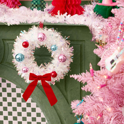 A White Christmas Wreath - white iridescent mini wreath