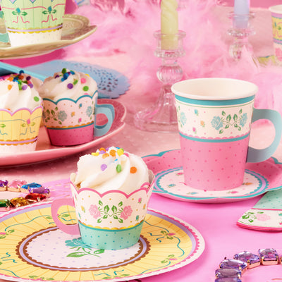 Tea Party Cupcake Wrappers - 24 pc tea cup set