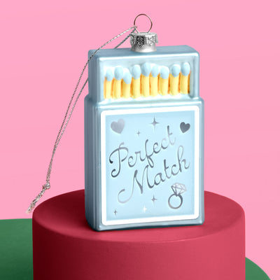 Perfect Match Ornament - blue matchbox ornament