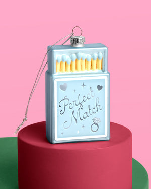 Perfect Match Ornament - blue matchbox ornament