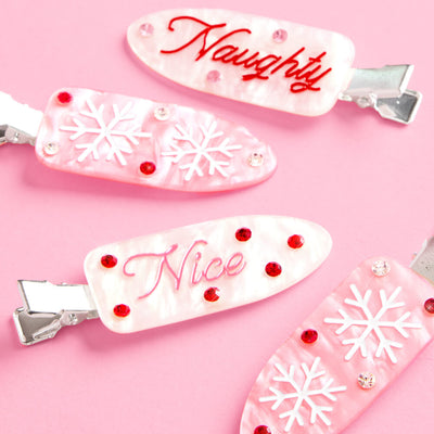 Naughty or Nice Hair Clips - 4 christmas clips
