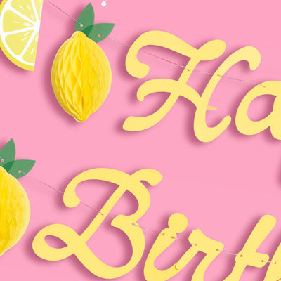 Happy Birthday Lemon Banner - lemon birthday banner