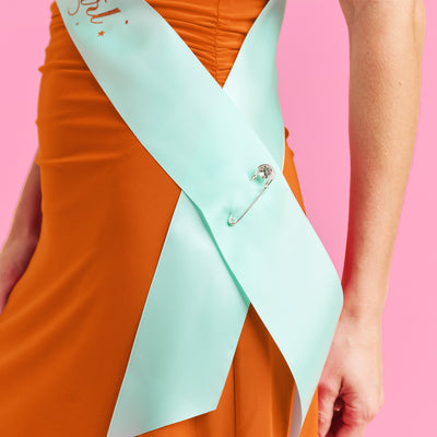 Life of A Birthday Girl Sash - teal sash + orange foil