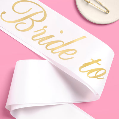 Bride and Groom Sash Duo - black + white satin sashes